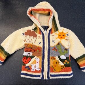 Native Knit Wool Cardigan 6-9 months Handmade Ecuador new